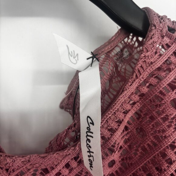 NY Collection Women's Rouched Sleeve Lace Top Lilas Size Petite Medium NWT, $43 - Picture 7 of 7